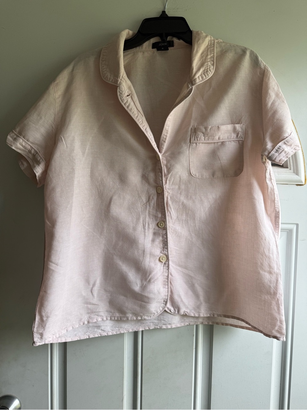 J. Crew Light Pink Short-Sleeve Button-Down Top